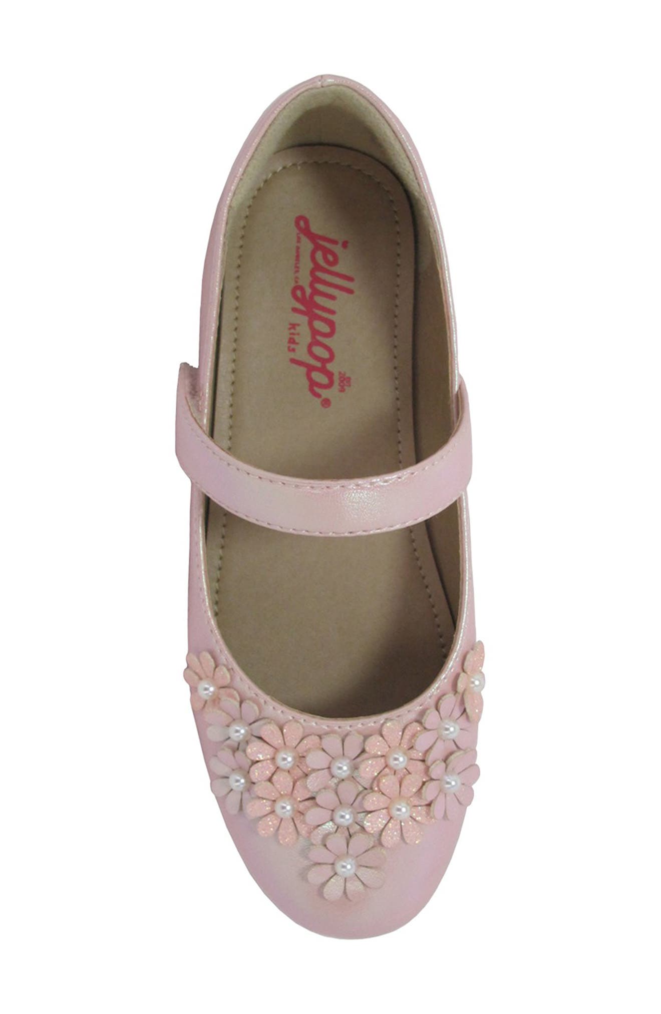 JELLYPOP Kids' Hanley Floral Appliqué Mary Jane Flat, Alternate, color, Pink