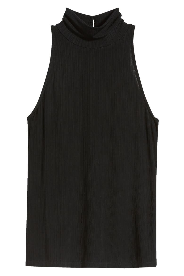 Momo Rib Turtleneck Tank, Alternate, color, BLACK