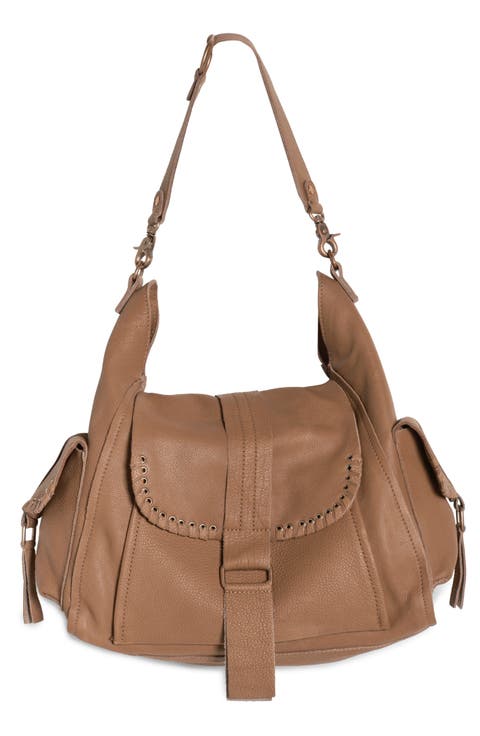 We The Free Leigh Distressed Leather Hobo Bag