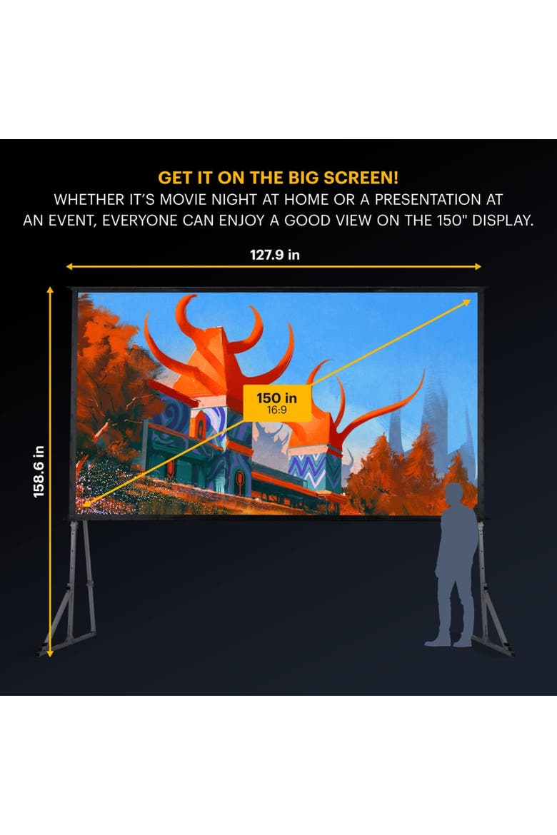 Projector Screen with Stand, Dual Front/Rear, Fast Fold, Tripod, Carry Case, Alternate, color, Black