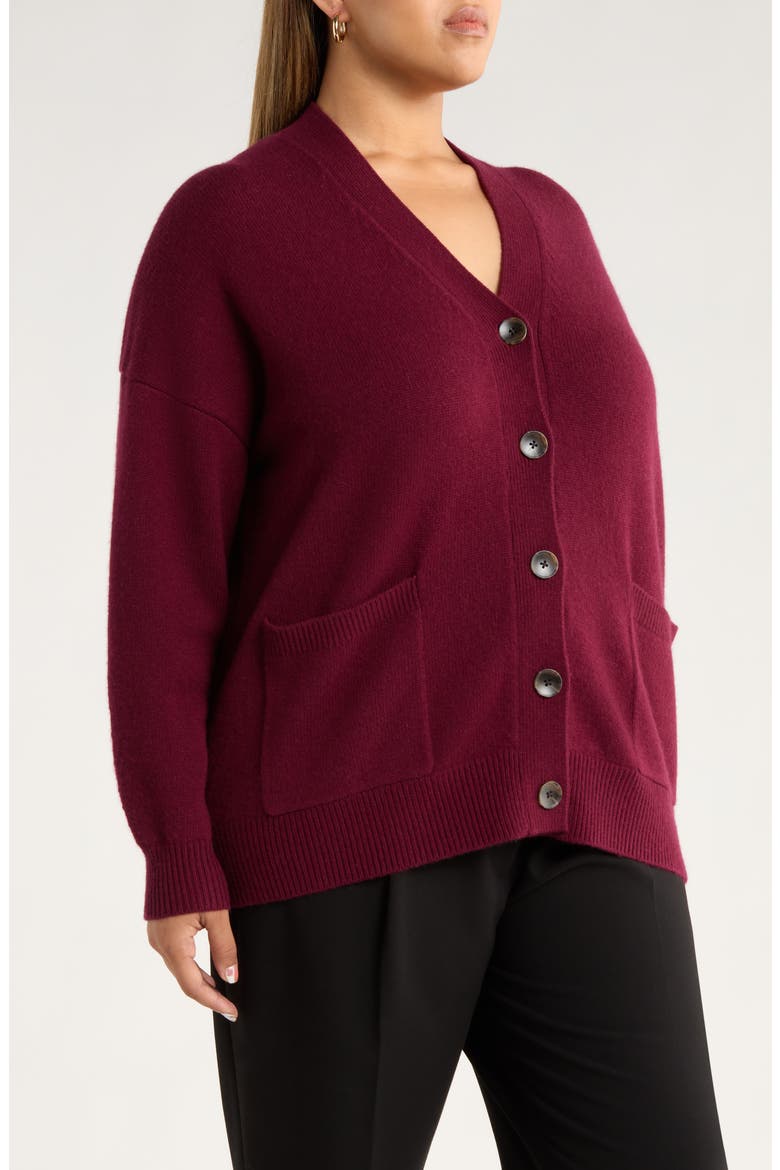 Wool & Cashmere Boyfriend Cardigan, Alternate, color, BURGUNDY FIELD