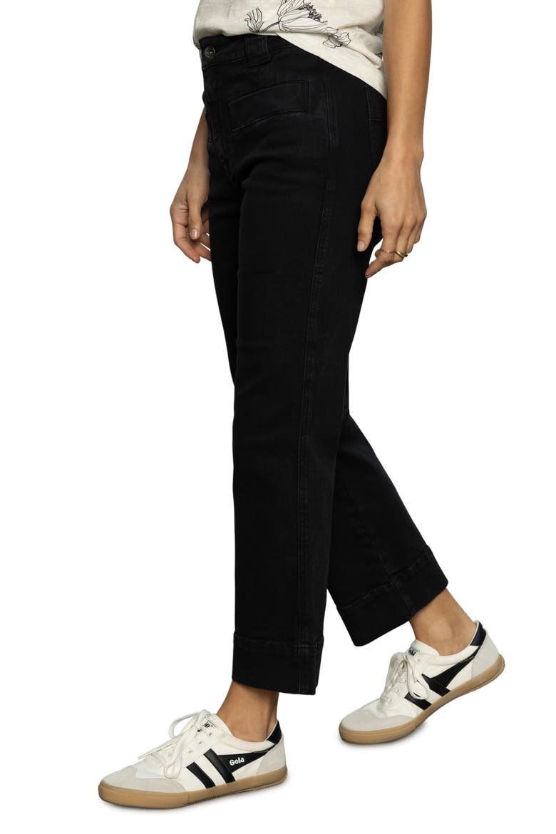Voyage High Waist Crop Wide Leg Jeans, Alternate, color, BLACK