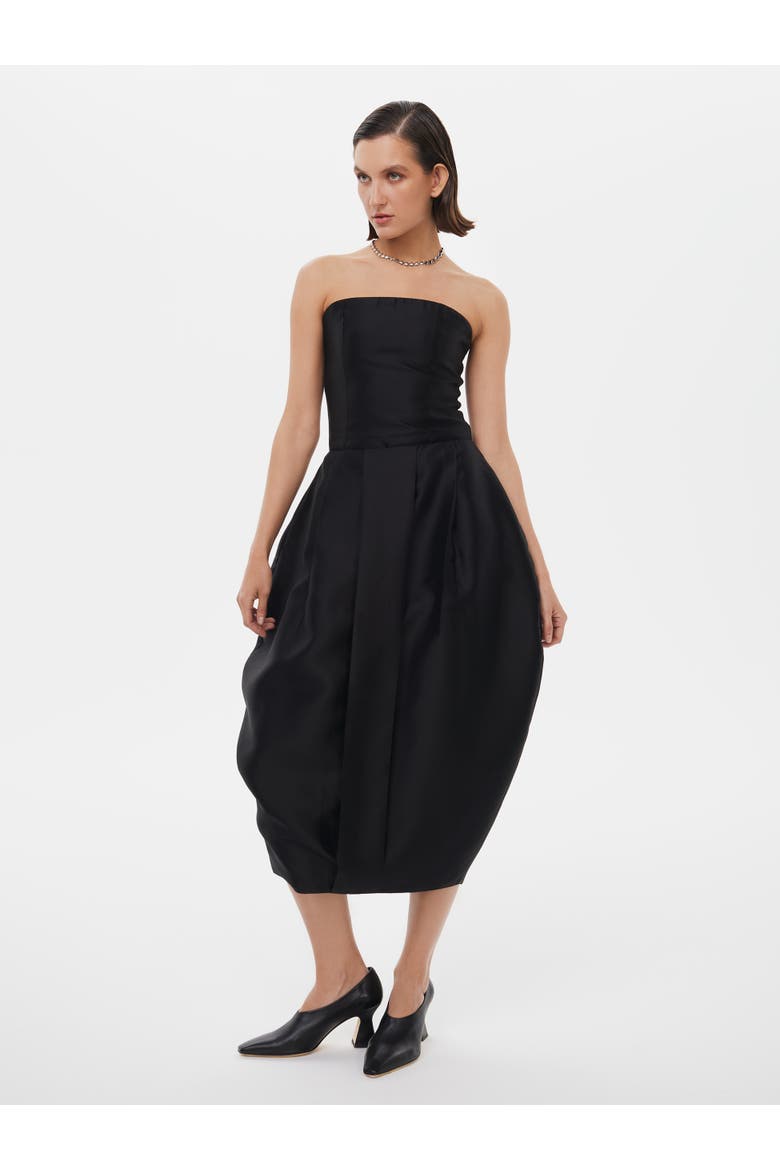 Silk Wool Blend Voluminous Tulip Skirt, Alternate, color, Black