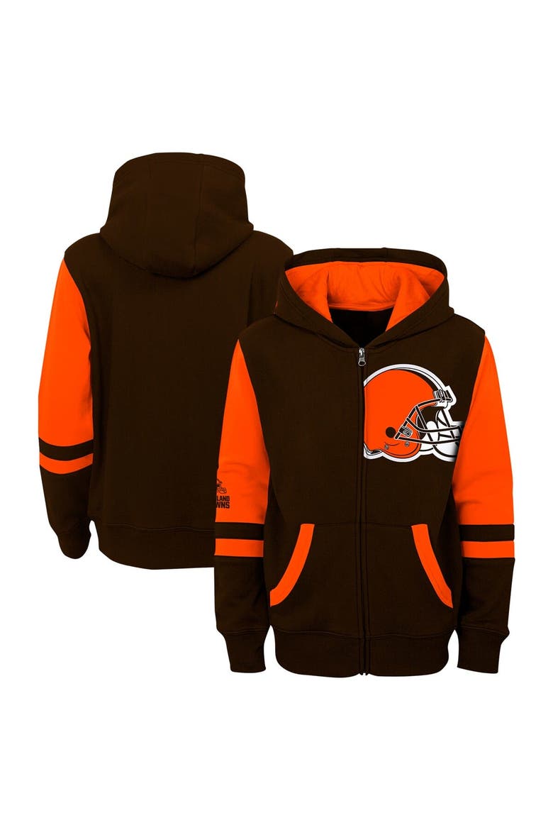 Youth Brown Cleveland Browns Stadium Color-Block Full-Zip Hoodie, Alternate, color, Brown
