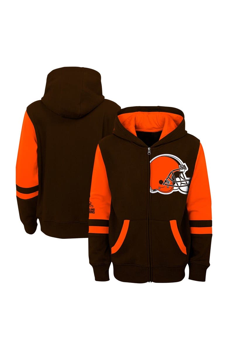 Outerstuff Youth Brown Cleveland Browns Stadium Color-Block Full-Zip Hoodie, Alternate, color, Brown