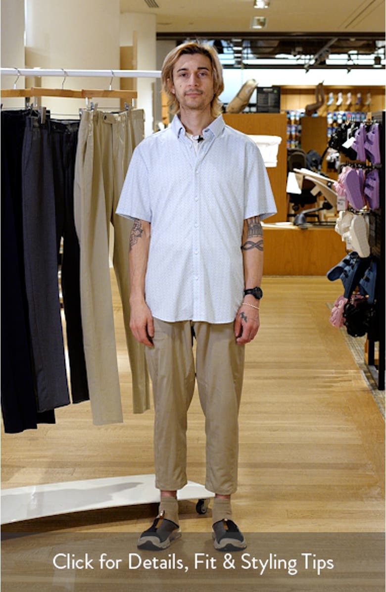 Halyard Trim Fit Microprint Short Sleeve Button-Up Shirt, sales video thumbnail