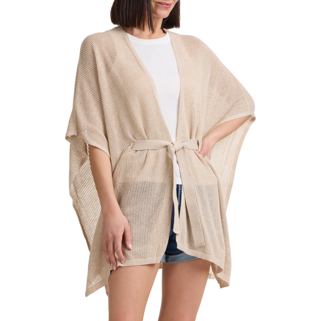 Bruno Magli Open Knit Cape Cardigan In Oat