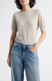 Johnstons of Elgin Honor Short Sleeve Cashmere Crewneck Sweater