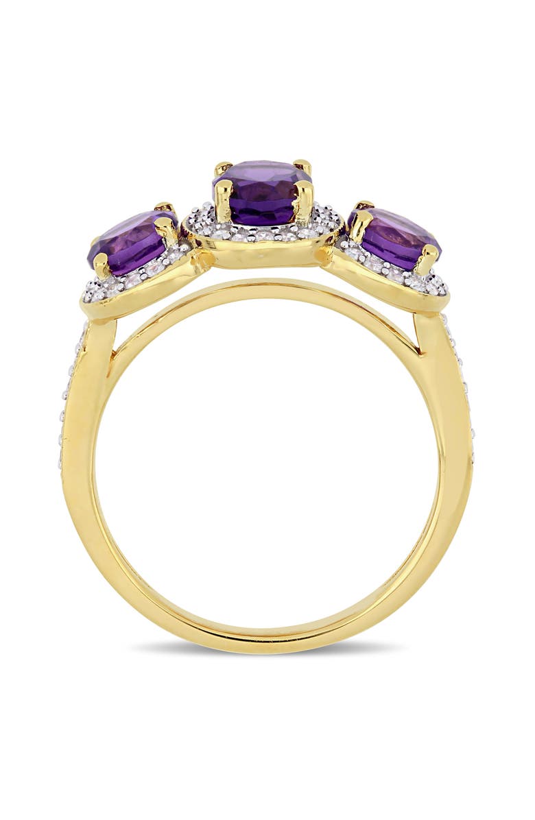 Julianna B. Amethyst & Diamond 3-Stone Halo Ring, Alternate, color, Amethyst