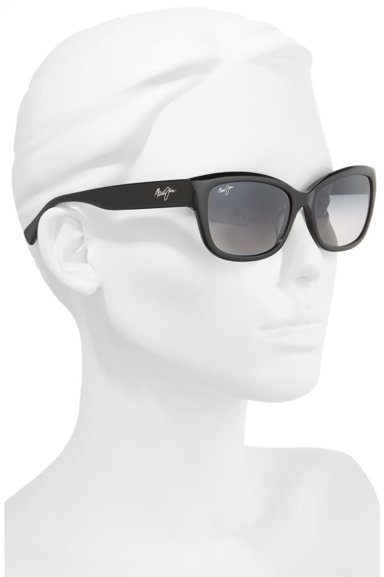 Plumeria 55mm PolarizedPlus2® Cat Eye Sunglasses, Alternate, color, GLOSS BLACK/ NEUTRAL GREY