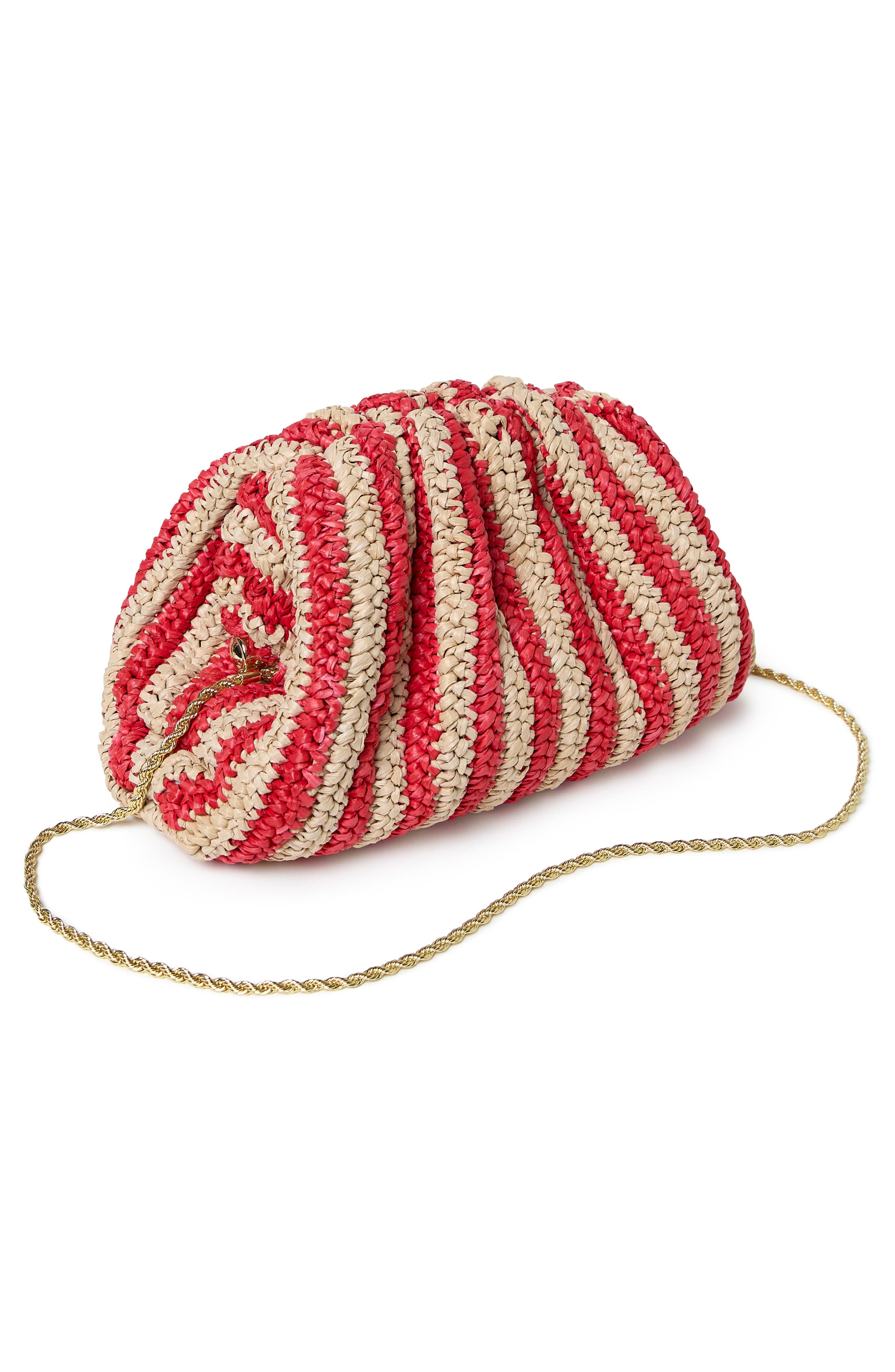 Loeffler Randall Bailey Crochet Clutch, Alternate, color, Red/ Natural