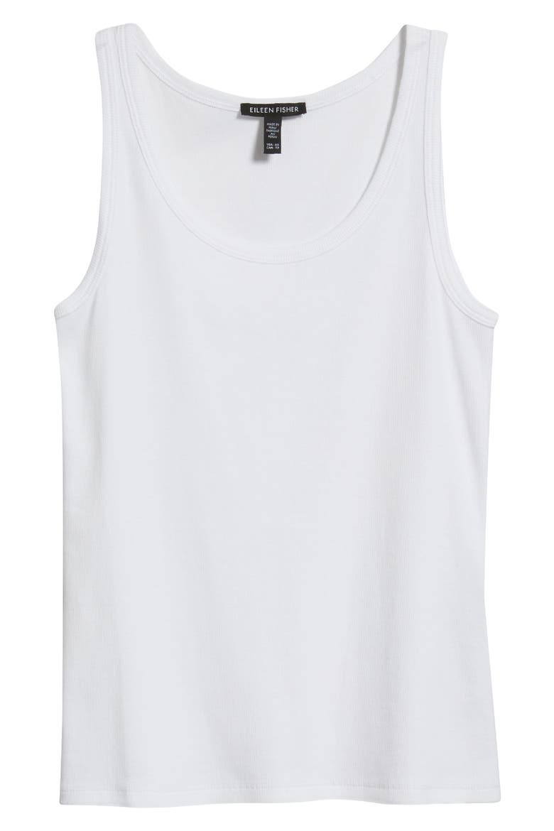 Slim Fit Scoop Neck Stretch Cotton Tank, Alternate, color, WHITE