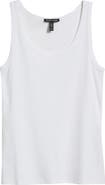 Eileen Fisher Slim Fit Scoop Neck Stretch Cotton Tank