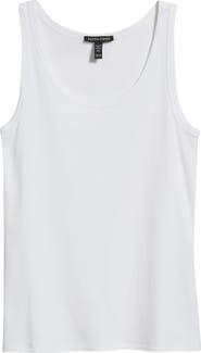 Eileen Fisher Slim Fit Scoop Neck Stretch Cotton Tank