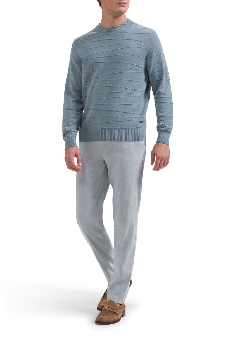 Textured Cotton & Silk Crewneck Sweater, Alternate, color, SHARK
