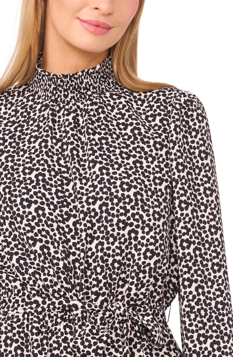 Halogen<sup>®</sup> Flower Print Long Sleeve Smock Neck Dress, Alternate, color, Birch