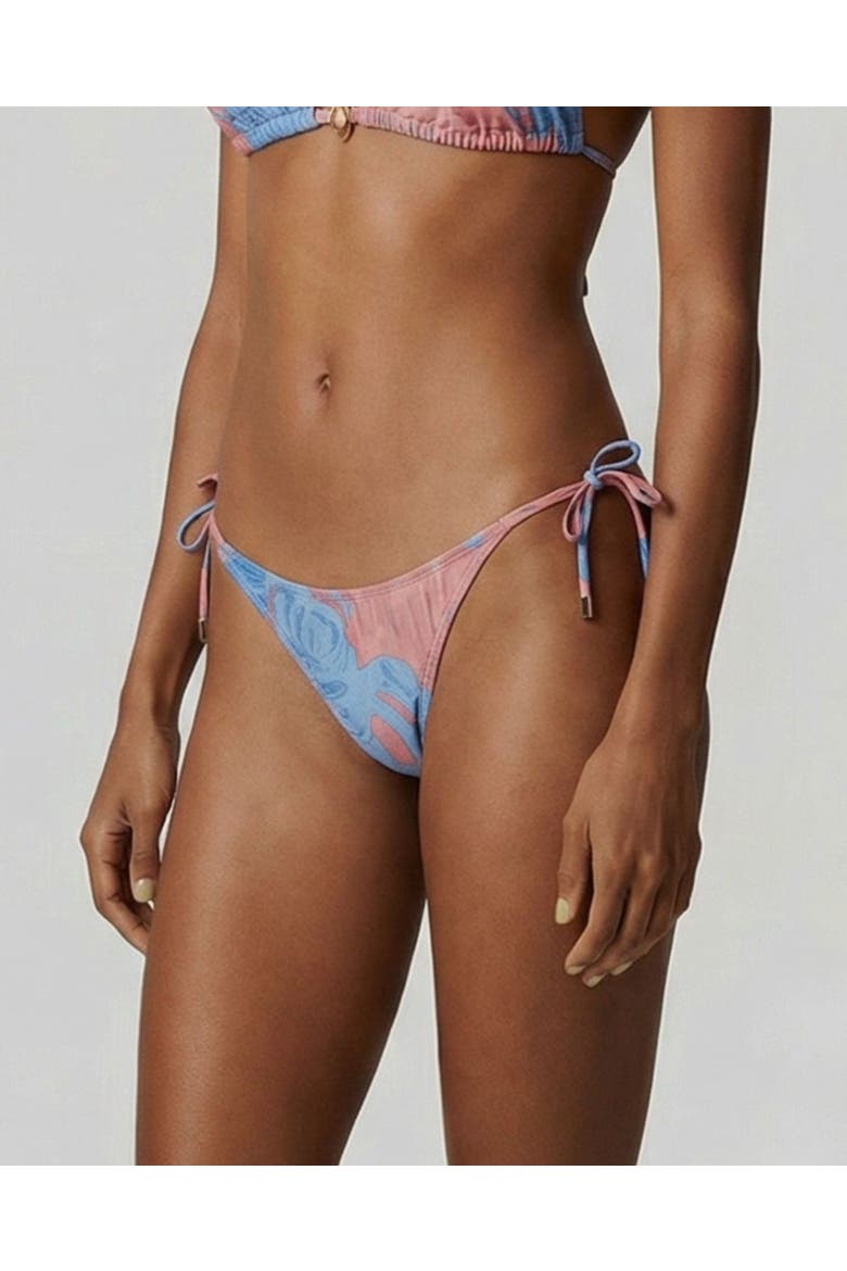 Monstera Floral Womens Bikini Bottom, Alternate, color, Monstera Floral Coral