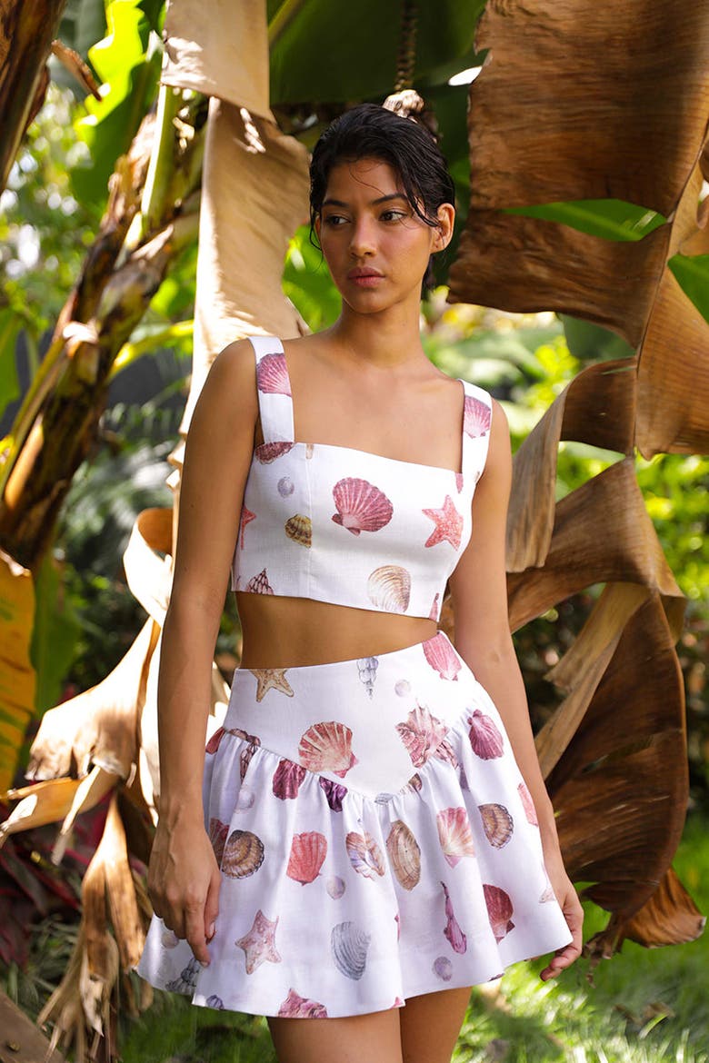 Sotavento Mini Skirt, Alternate, color, CONCHITAS IN WHITE PRINT