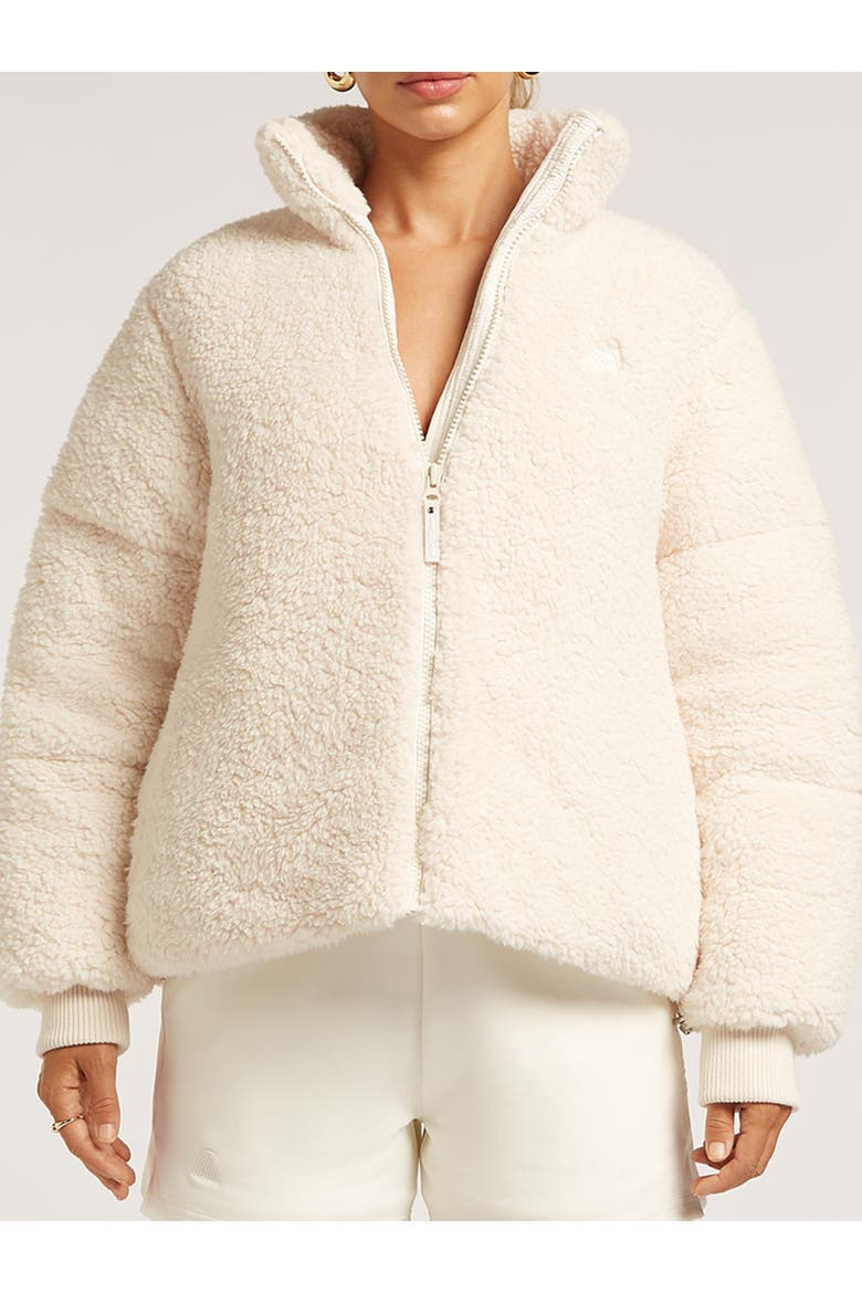 Gigi High Collar Zip Fleece Jacket, Alternate, color, Cream