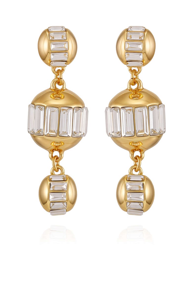 Crystal Sphere Drop Earrings, Main, color, 14K Gold Plated