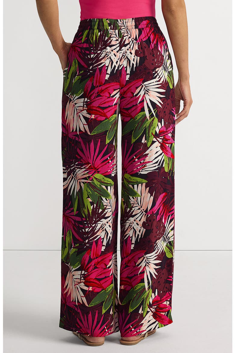 Rayon High Rise Wide Leg Pants - Set Bottom, Alternate, color, Rich Burgundy Tropical Palm