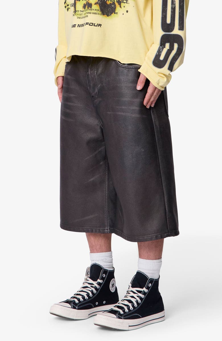 mnml Ultra Baggy Washed Faux Leather Shorts, Alternate, color,