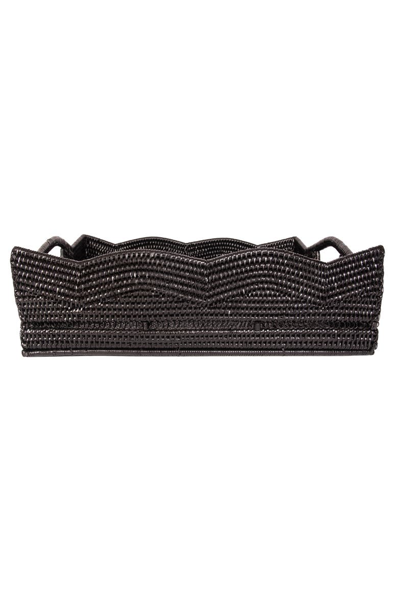 Artifacts Rattan Scallop Collection Shelf Basket, Alternate, color, Tudor Black
