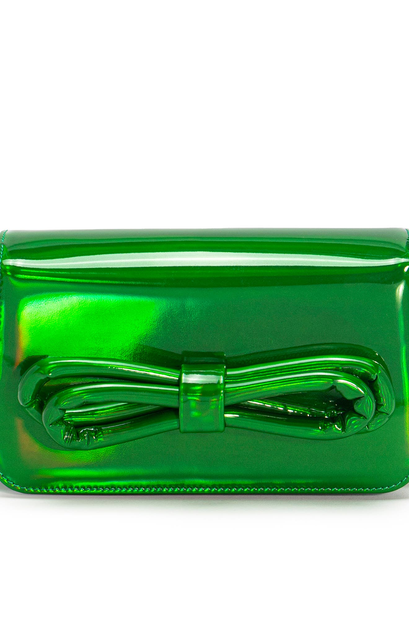 Mach & Mach Puffer Bow Iridescent Leather Shoulder Bag, Alternate, color, 