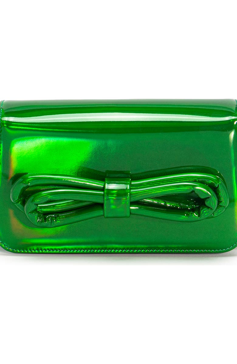 Mach & Mach Puffer Bow Iridescent Leather Shoulder Bag, Alternate, color,