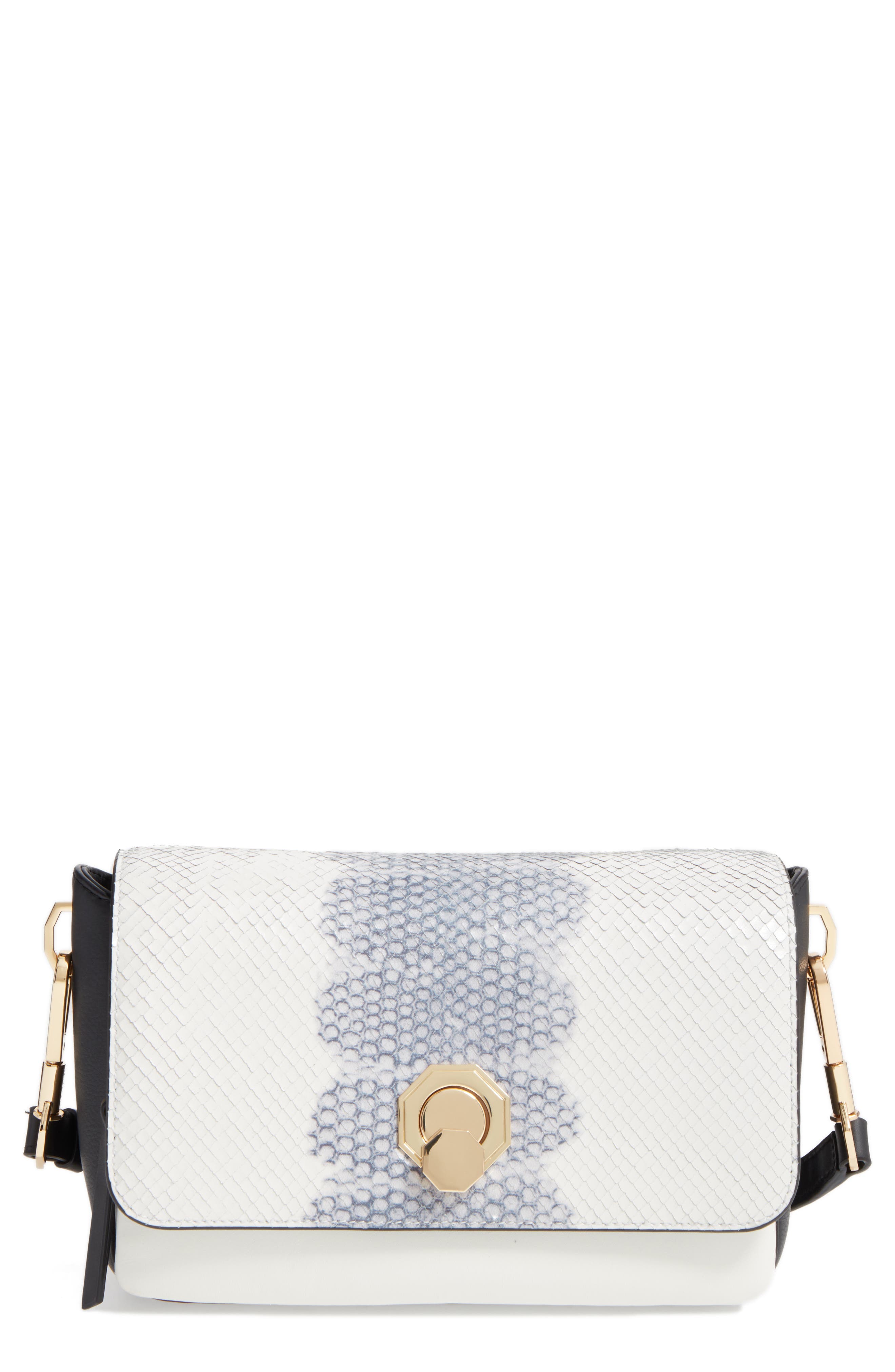 'Small Alis' Leather Crossbody Bag, Main, color, BLACK/ WHITE
