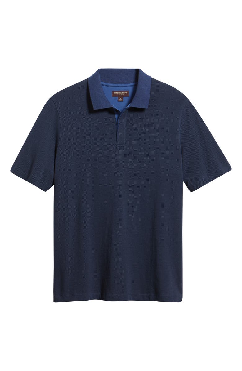 Johnston & Murphy Tonal Bird's Eye Knit Polo, Main, color, Navy Birdseye