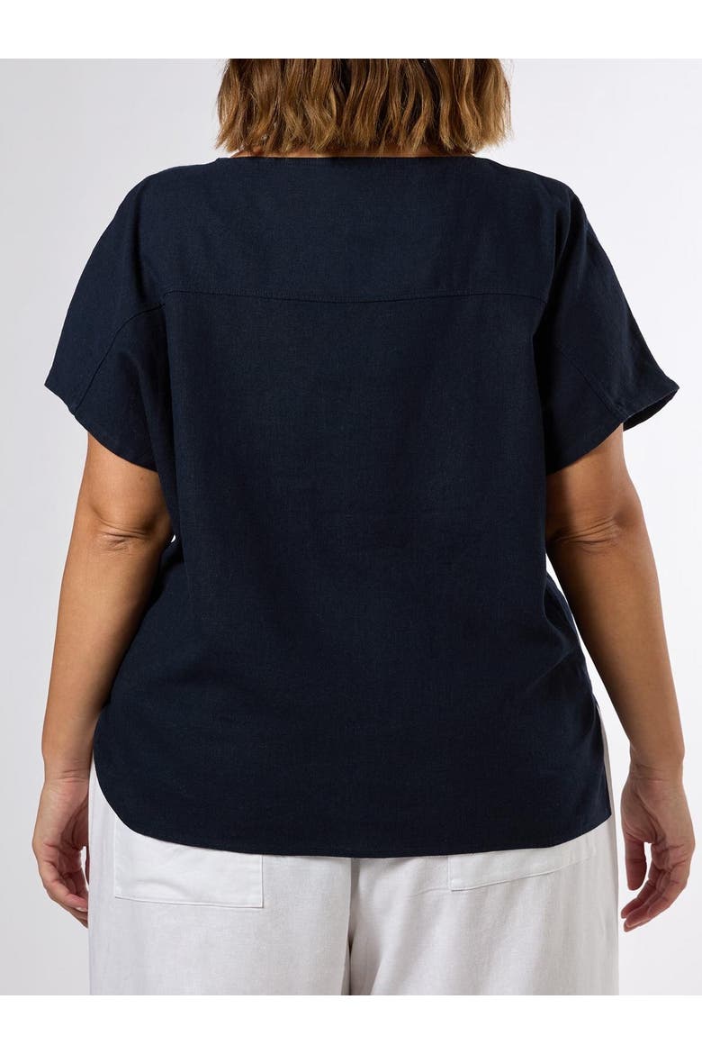 Linen Seamed Detail Top, Alternate, color, Navy