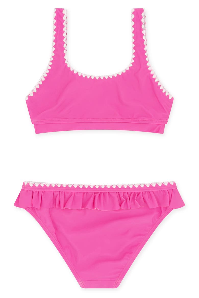 Kids' 4 The Frill of It UPF 50+ Two-Piece Swimsuit, Alternate, color, PINK SUNSET