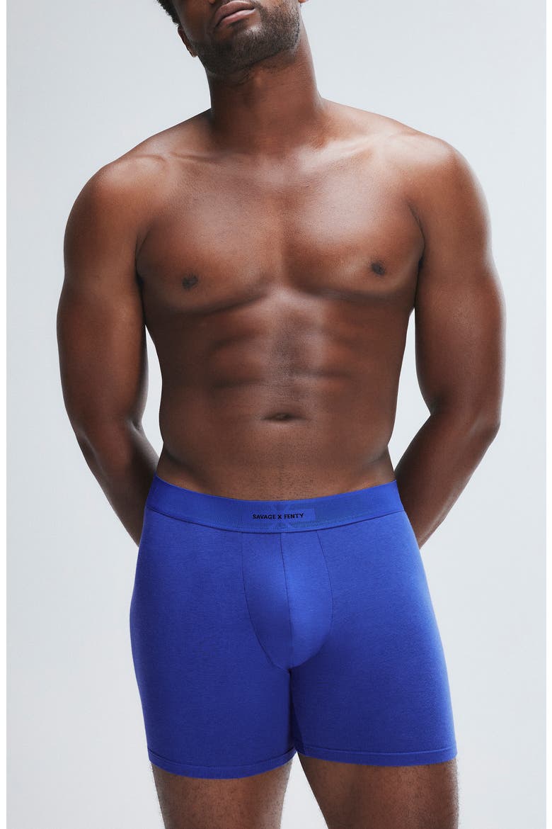 Savage X Cotton Blend Boxer Briefs, Main, color, BLUE CYBER CAFE