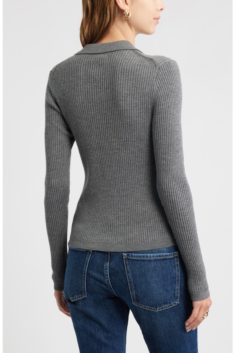 Collared Merino Wool Cardigan, Alternate, color, GREY CHARCOAL HEATHER