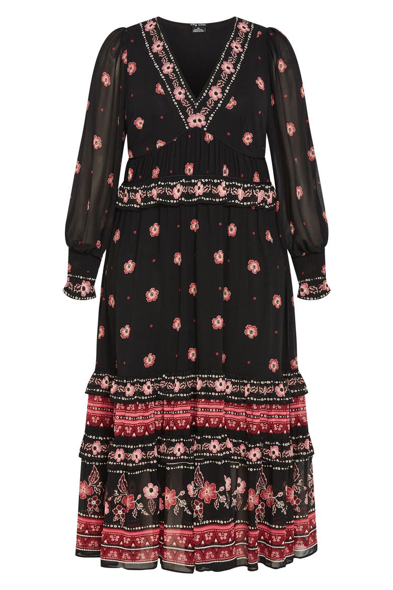 Cameron Long Sleeve Maxi Dress, Alternate, color, BORDER PRINT