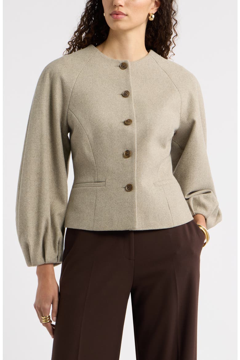 Collarless Sculpted Jacket, Main, color, BEIGE HEATHER