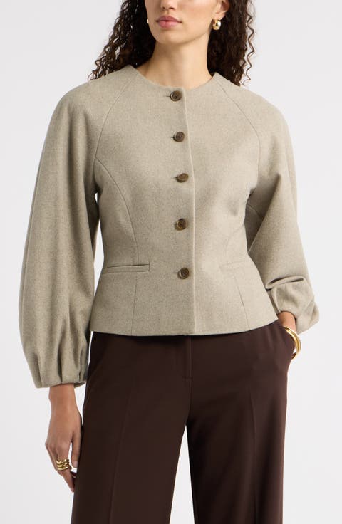 Collarless Sculpted Jacket