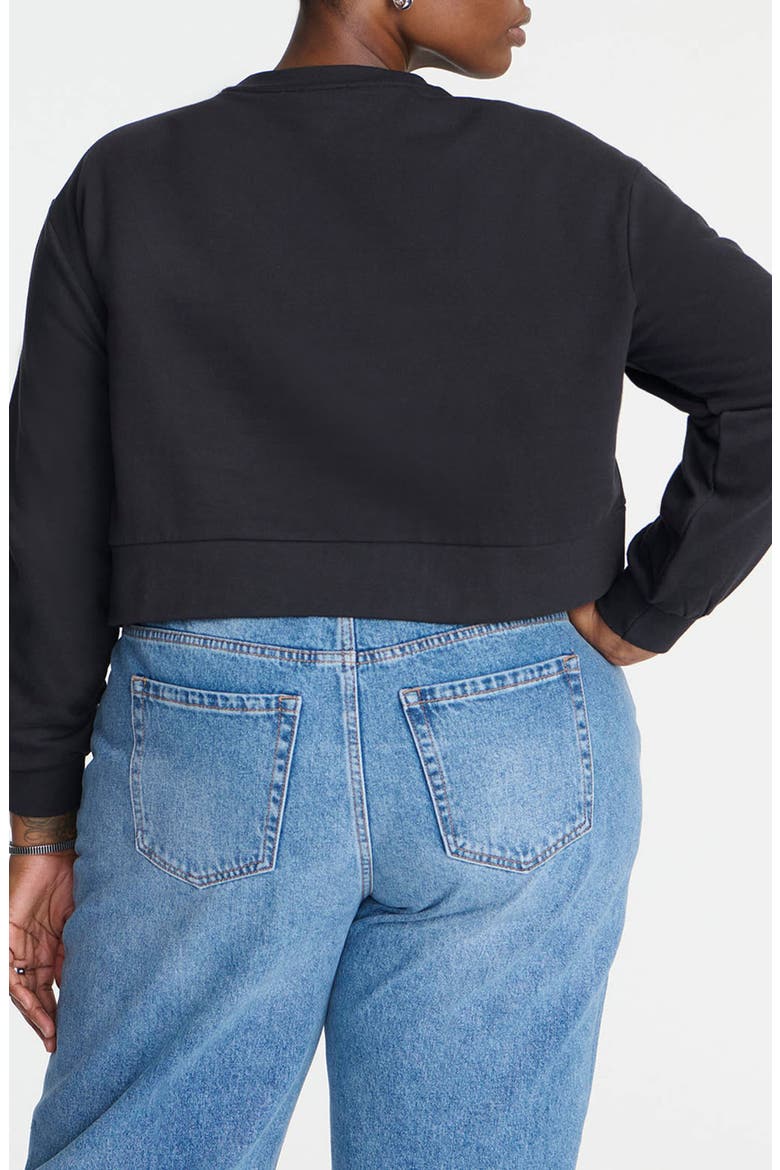 Crewneck French Terry Crop Sweatshirt, Alternate, color, BLACK ONYX