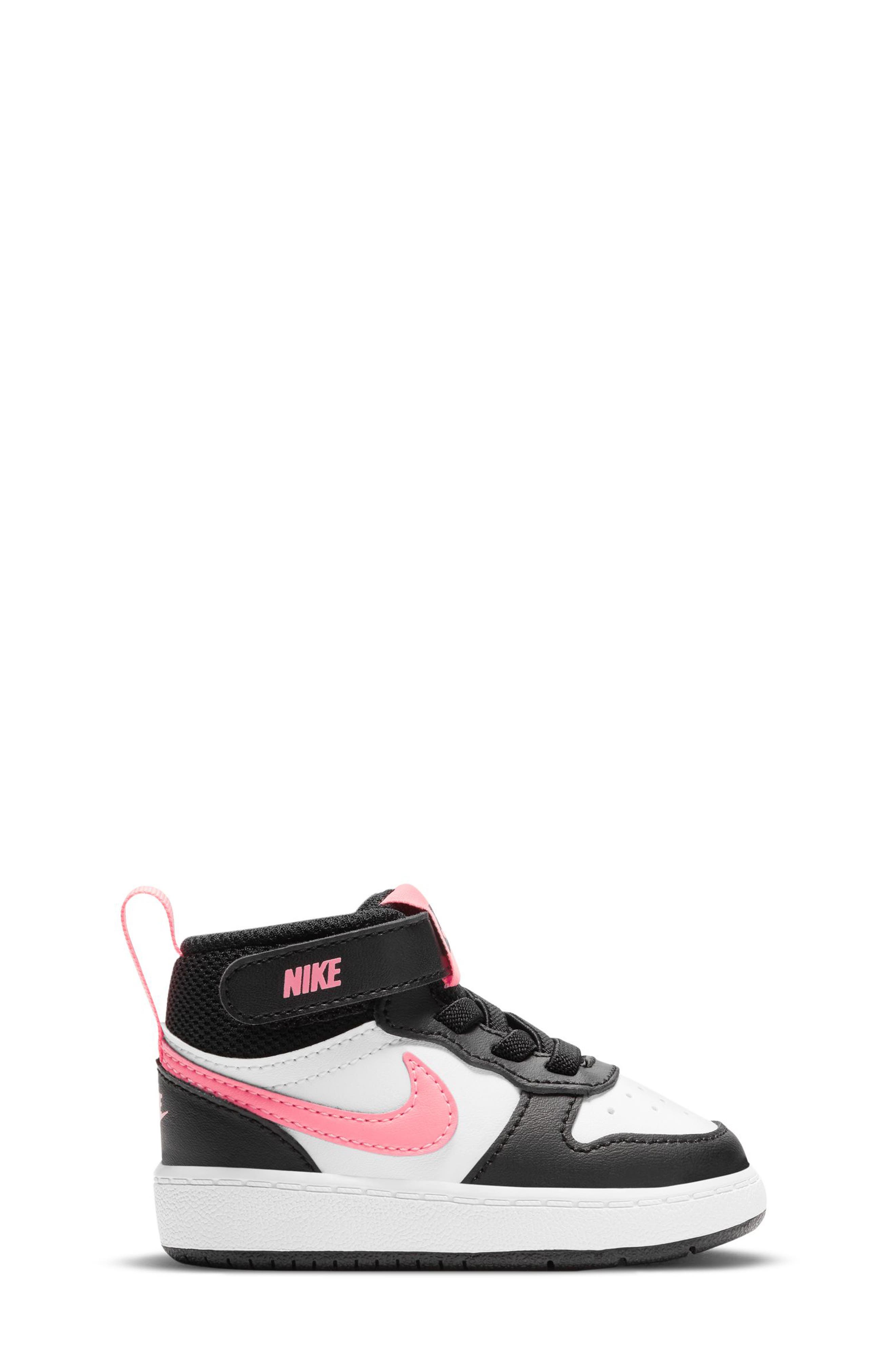 Nike Kids' Court Borough Mid 2 Sneaker, Alternate, color, Black/ White/ Sunset Pulse