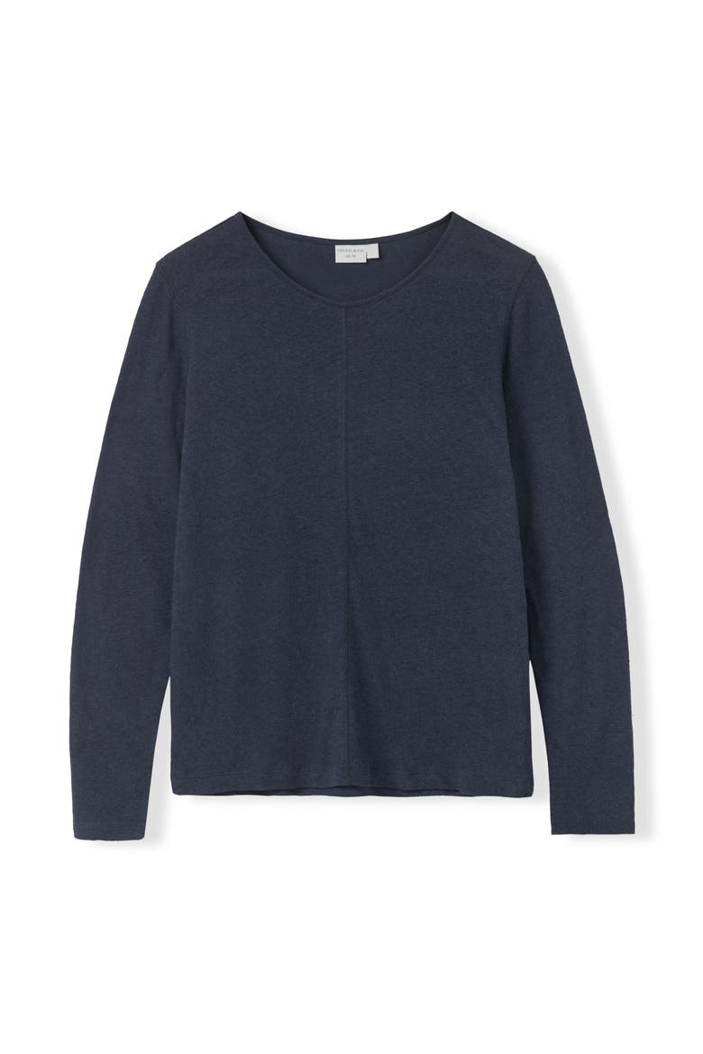 Linen Blend Long Sleeve T-Shirt, Main, color, Navy