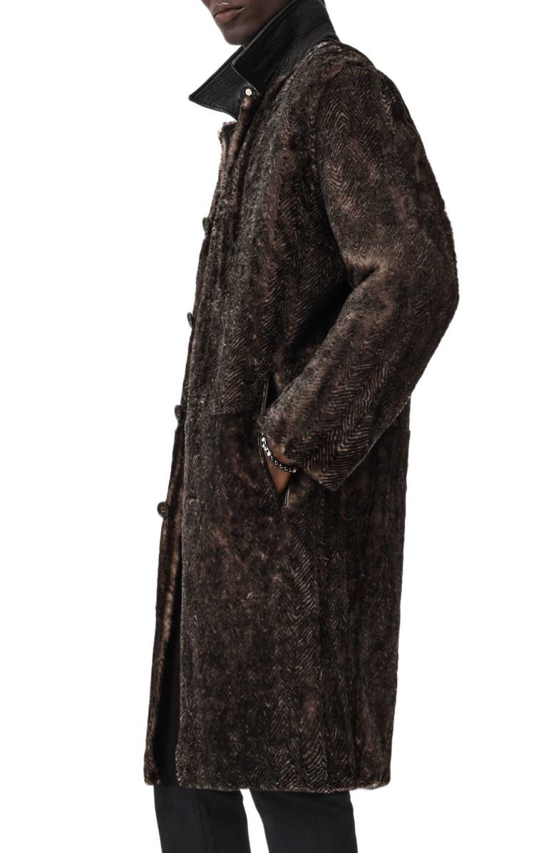 John Varvatos Gove Genuine Shearling Coat, Alternate, color, Black/ White