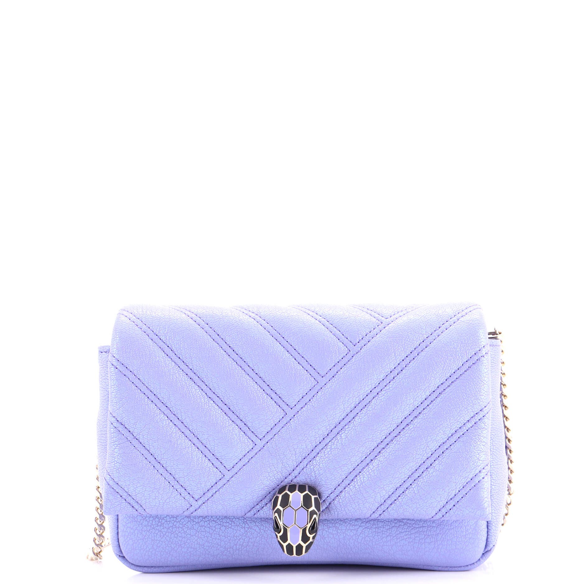 Serpenti Cabochon Shoulder Bag Diagonal Quilted Leather Mini, Main, color, Purple