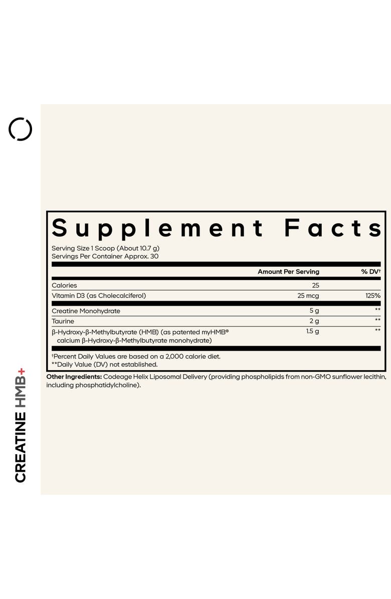 Codeage Creatine HMB+, Taurine, myHMB, Vitamin D3 Supplement, Alternate, color, White