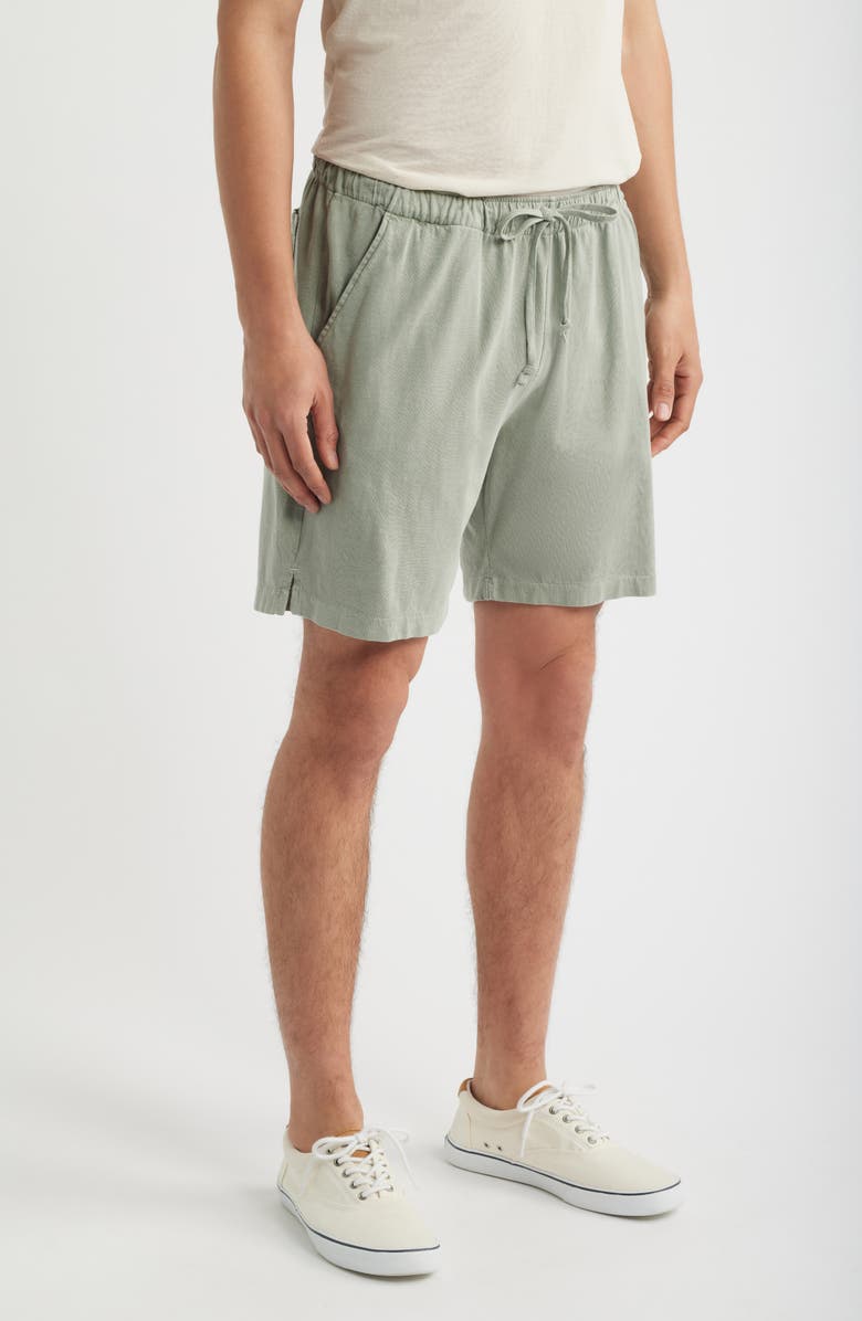 ALEX CRANE Caza Featherweight Knit Organic Cotton Drawstring Shorts, Alternate, color, Riverstone