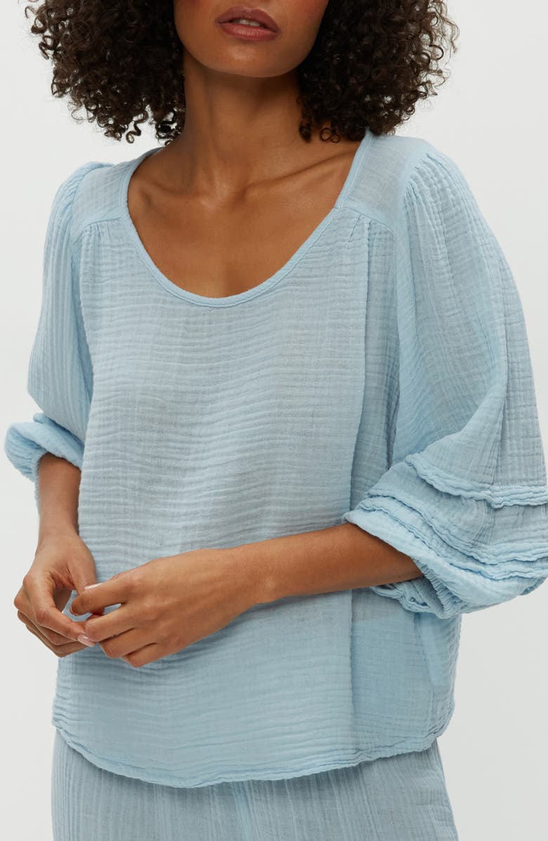 Michael Stars Pruitt Balloon Sleeve Gauze Top, Alternate, color, Fountain