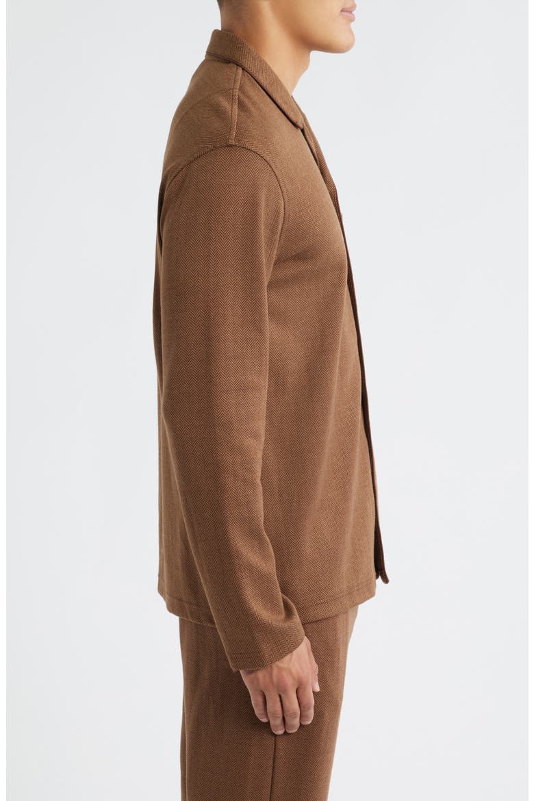 Herringbone Twill Pajama Top, Alternate, color, BROWN