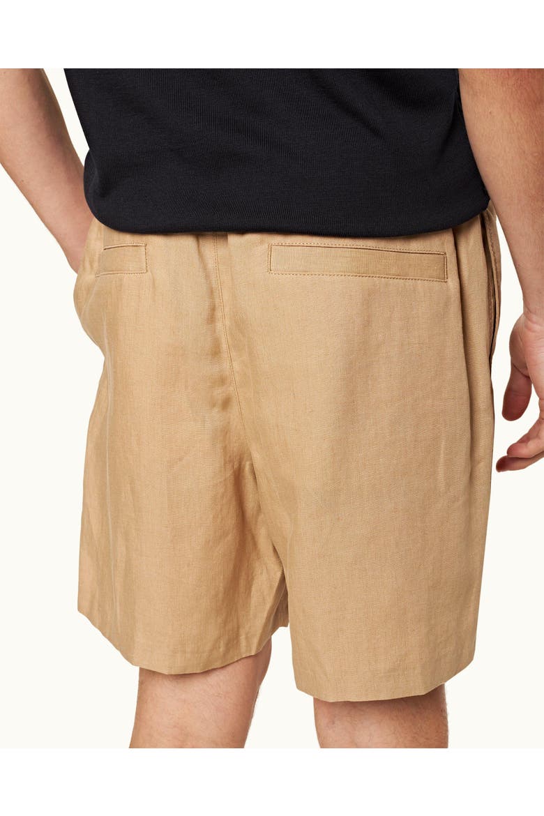 Alex Lino Relaxed Fit Italian Linen Drawcord Shorts, Alternate, color, Biscuit