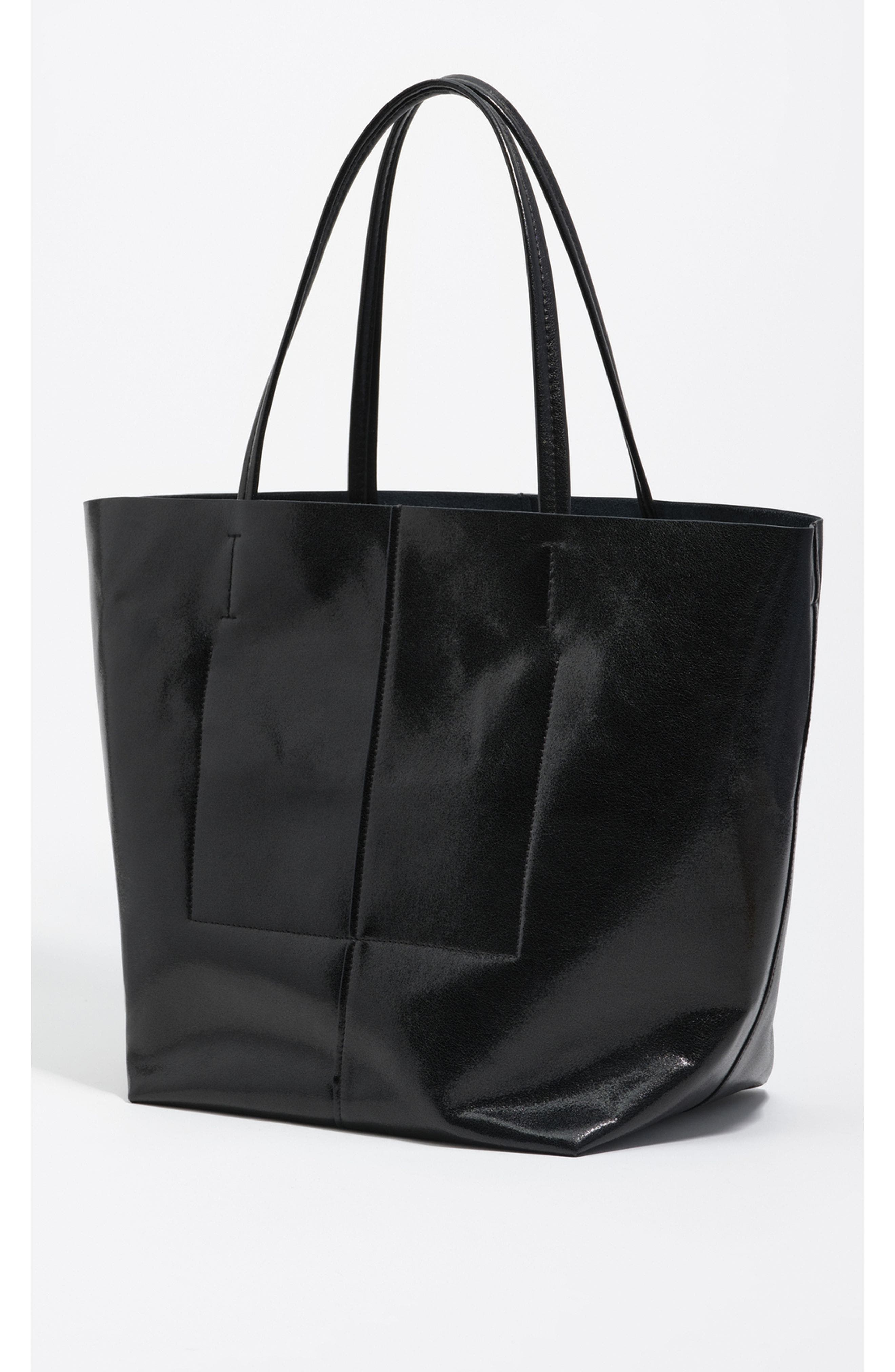 Bimba y Lola Large Leather Shopper Bag, Alternate, color, Black