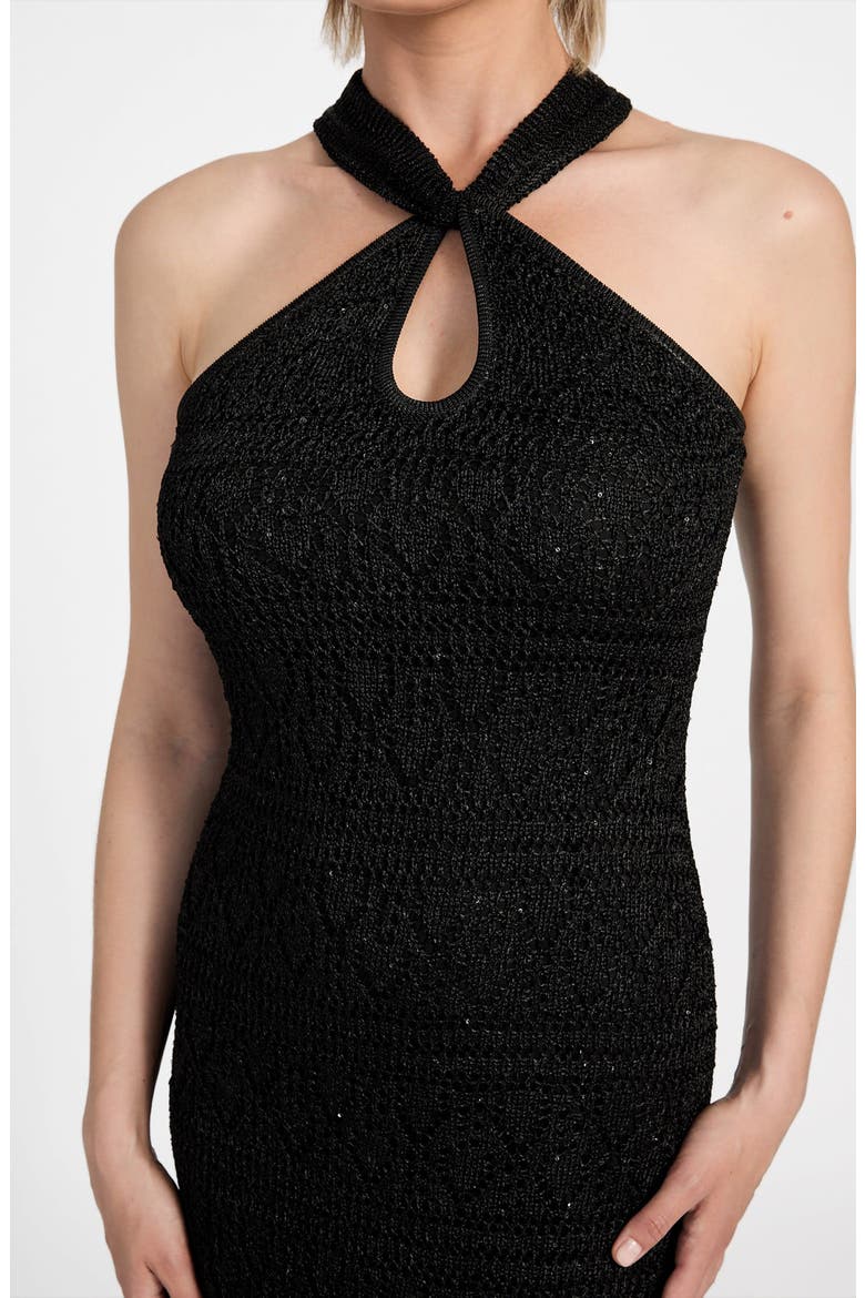 Cynthia Sequin Keyhole Maxi Dress, Alternate, color, JET BLACK MULTI